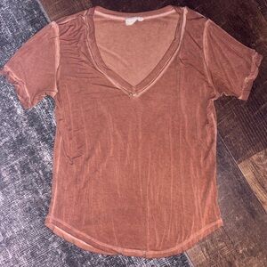 White Crow Burnt Orange V-Neck Short Sleeve Tee